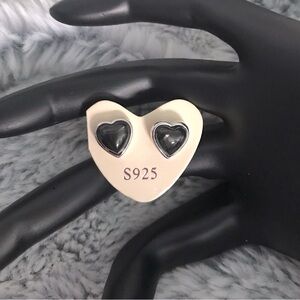 Hypersthene Heart Sterling Silver Earrings